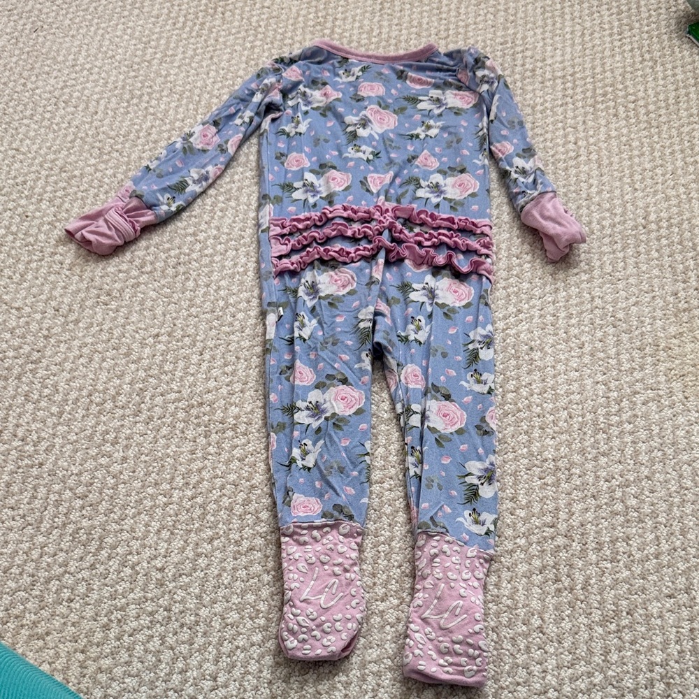 Floral Footie with Ruffles - Picture 7 of 7